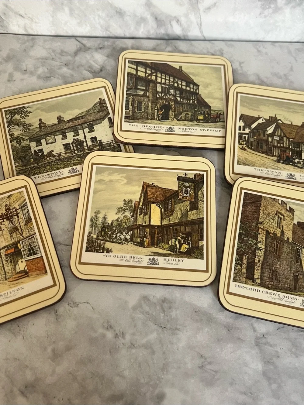 Vintage Pimpernel Coasters Set of 6 | Old English Inns